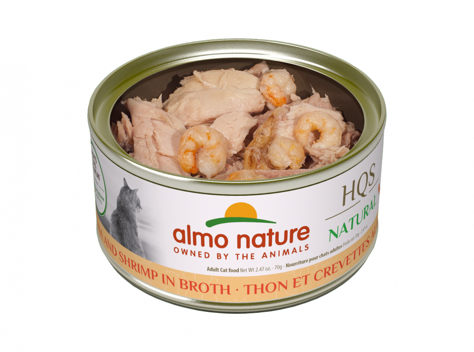 Almo Nature HQS Natural Cat Grain Free Tuna with Shrimp In Broth Canned Cat Food