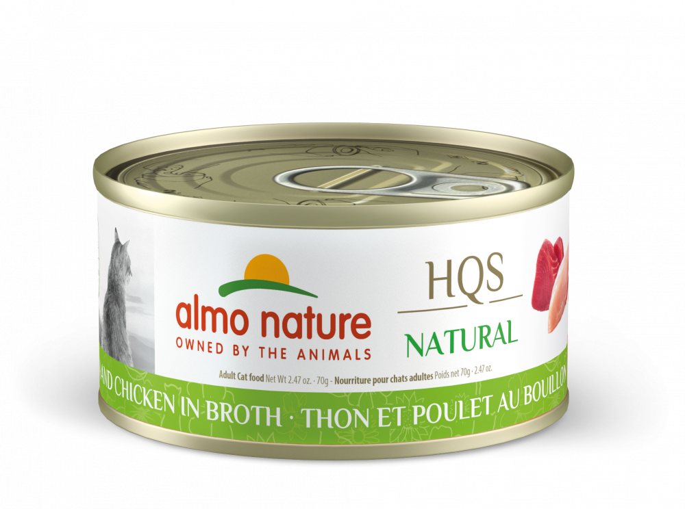 Almo Nature HQS Natural Cat Grain Free Tuna and Chicken In Broth Canned Cat Food