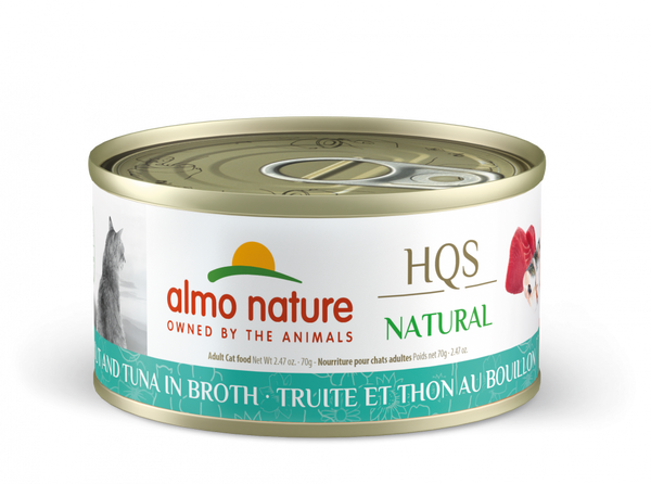 Almo Nature HQS Natural Cat Grain Free Trout and Tuna In Broth Canned Cat Food