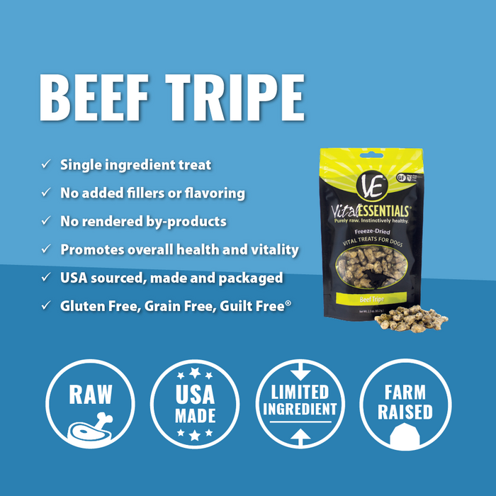 Vital Essentials Freeze Dried Beef Tripe Vital Treats for Dogs