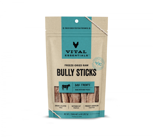 Vital Essentials Freeze Dried Vital Treats Grain Free Bully Sticks Dog Treats