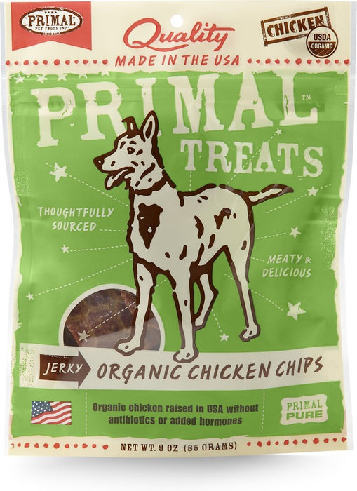 Primal Jerky Grain Free Organic Chicken Chips Dog Treats