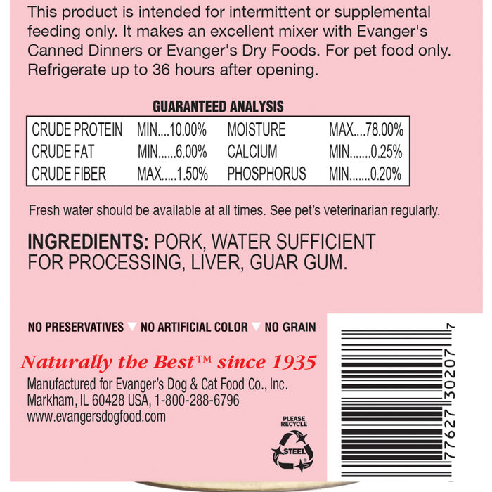 Evanger's Grain Free Pork Canned Dog & Cat Food