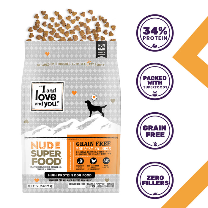 I and Love and You Grain Free Nude Super Food Poultry Palooza Dry Dog Food