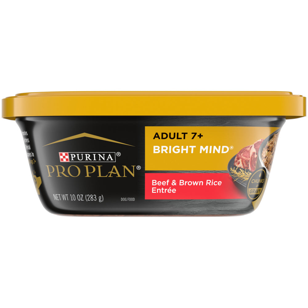 Purina Pro Plan Bright Mind Adult 7+ Beef and Brown Rice Entree Dog Food Tray