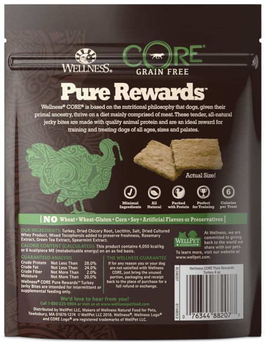Wellness CORE Natural Grain Free Pure Rewards Turkey Recipe Jerky Bites Dog Treats