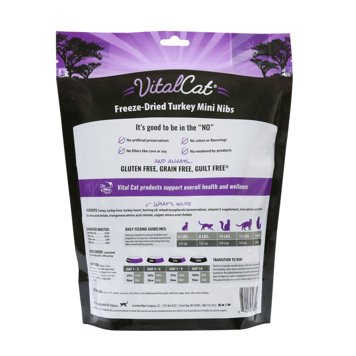 Vital Essentials Grain Free Turkey Mini Nibs Freeze Dried Raw Food for Cats