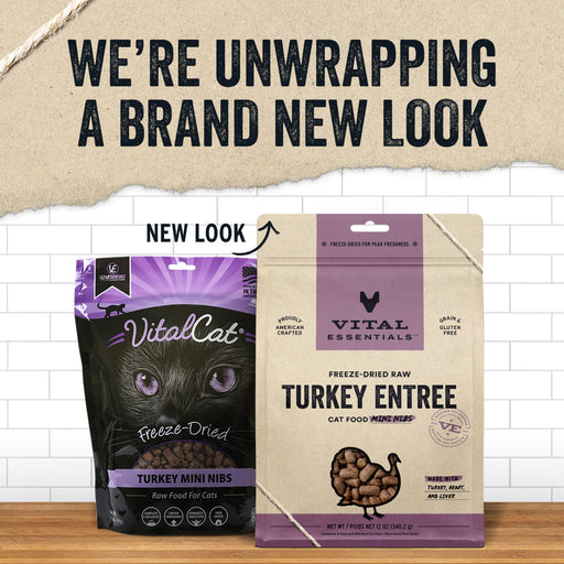 Vital Essentials Grain Free Turkey Mini Nibs Freeze Dried Raw Food for Cats