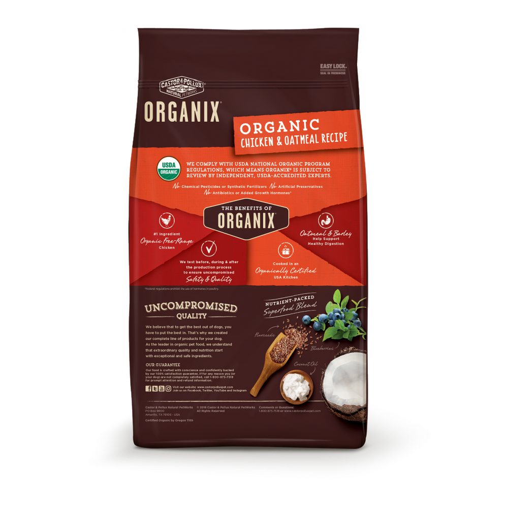 Castor and Pollux Organix Organic Chicken and Oatmeal Dry Dog Food — AZ