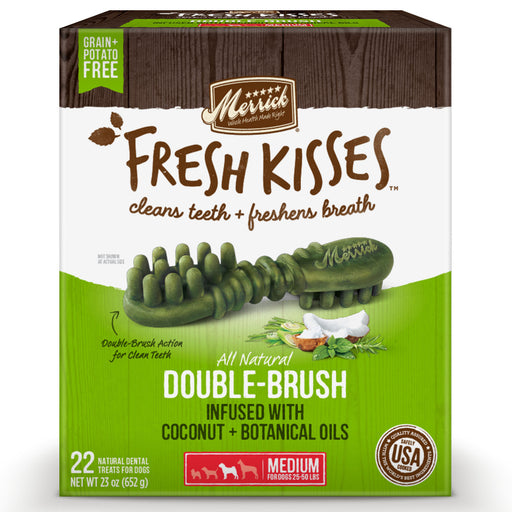 Merrick Fresh Kisses Infused With Coconut Oil + Botanical Oils - For Medium Dogs (25-50 Lbs) Dog Dental Chews — 22-count package