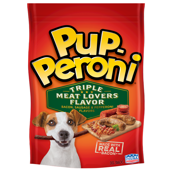 Pup-Peroni Triple Meat Lovers Bacon, Sausage, and Pepperoni Flavored Dog Treats