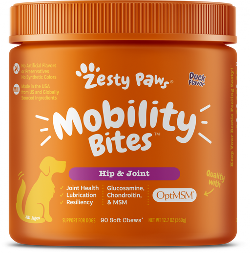 Zesty Paws Mobility Bites Duck Flavor Hip & Joint Support Soft Chews For Dogs