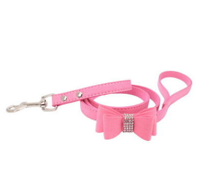 New Korean velvet hot bow bow pet breast strap small dog dog straptraction rope.