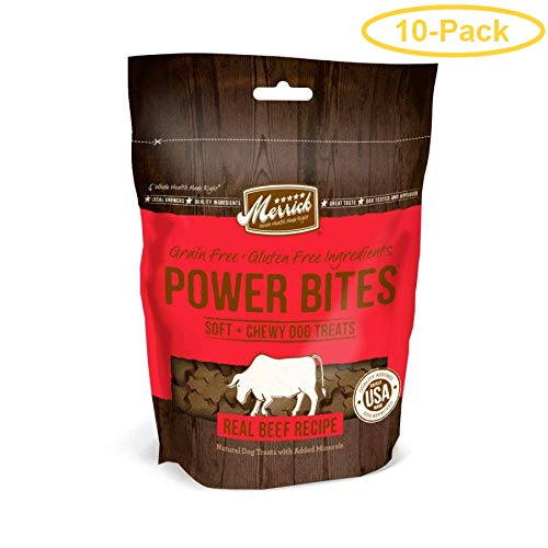 Merrick Power Bites Soft & Chewy Dog Treats - Real Texas Beef Recipe 6 oz - Pack of 10
