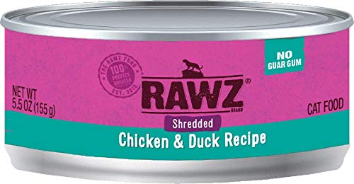 Rawz Shredded Chicken & Duck Cat Food 24/5.5 oz Cans