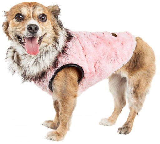 Pet Life Luxe Pinkachew Faux Mink Fur Dog Coat