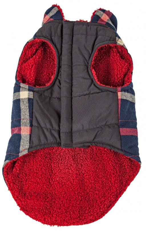 Pet Life Allegiance Blue & Red Plaid Insulated Dog Coat