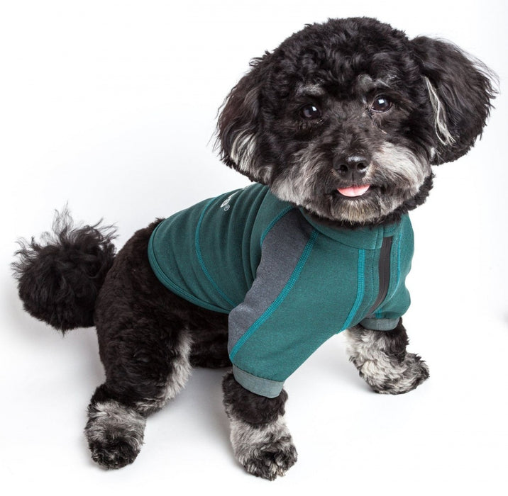 Pet Life Dog Helios Eboneflow Forest Green Flexible Performance Breathable Yoga Dog T-Shirt