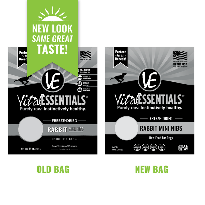 Vital Essentials Grain Free Rabbit Mini Nibs Entree Freeze Dried Dog Food