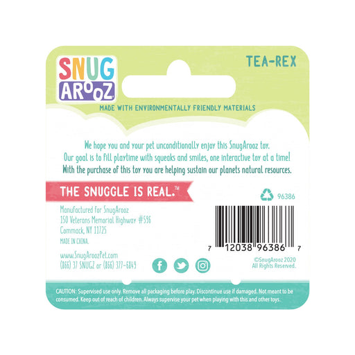 Snugarooz Tea-Rex Plush Dog Toy