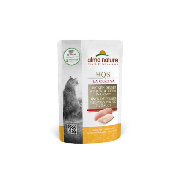 Almo Nature HQS La Cucina Cat Grain Free Chicken with Whitefish In Gravy Wet Cat Food