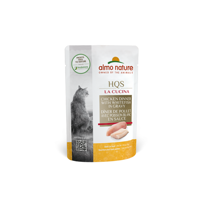 Almo Nature HQS La Cucina Cat Grain Free Chicken with Whitefish In Gravy Wet Cat Food