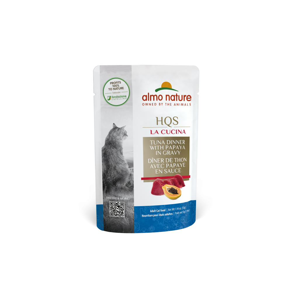 Almo Nature HQS La Cucina Cat Grain Free Tuna with Papaya In Gravy Wet Cat Food