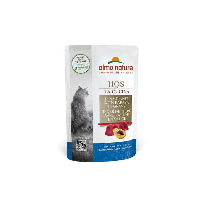 Almo Nature HQS La Cucina Cat Grain Free Tuna with Papaya In Gravy Wet Cat Food