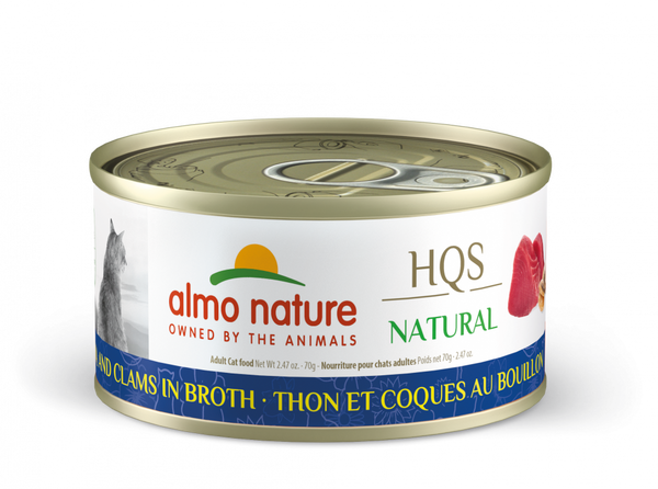 Almo Nature HQS Natural Cat Grain Free Additive Free Tuna with Clams In Broth Canned Cat Food