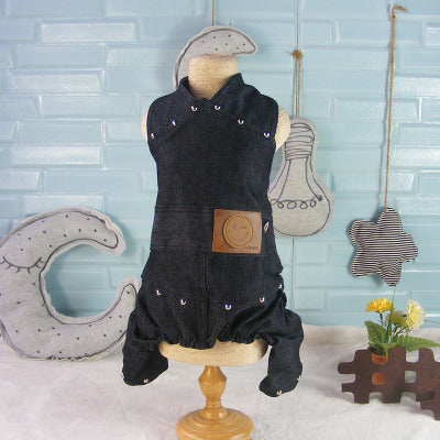 Casual denim overalls pet dog clothes