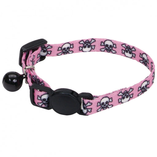 Coastal Pet Products Lil Pals Adjustable Breakaway Kitten Collar Pink Skulls and Crossbones
