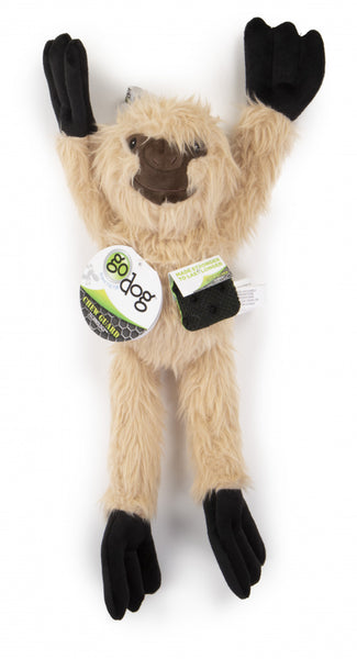 Go Dog Crazy Tugs Sloths with Chew Guard Technology Durable Plush Squeaker Dog Toy Tan
