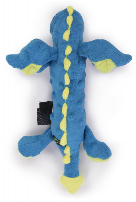 Go Dog Dragons Skinny with Chew Guard Technology Durable Plush Squeaker Dog Toy Blue