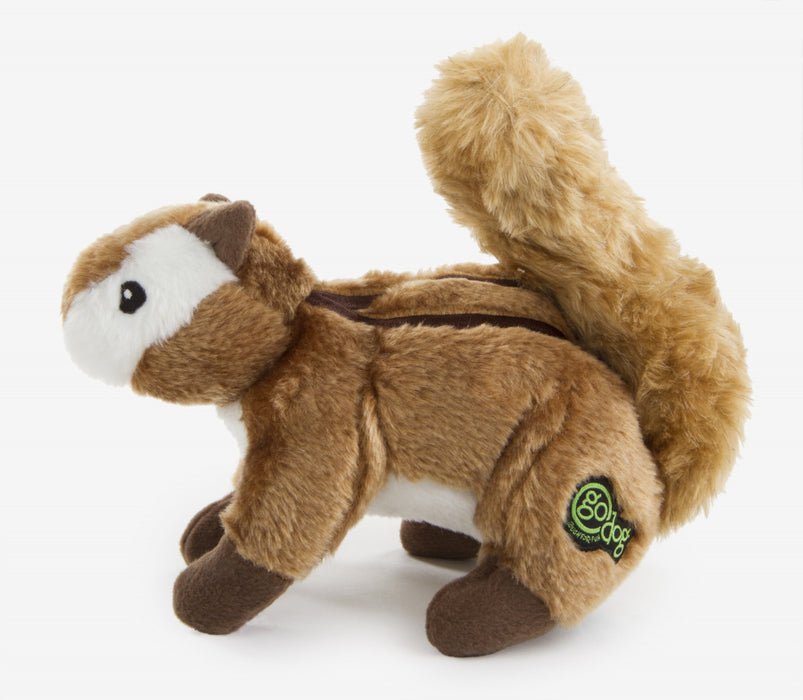 Go Dog Wildlife Chipmunk with Chew Guard Technology Durable Plush Squeaker Dog Toy