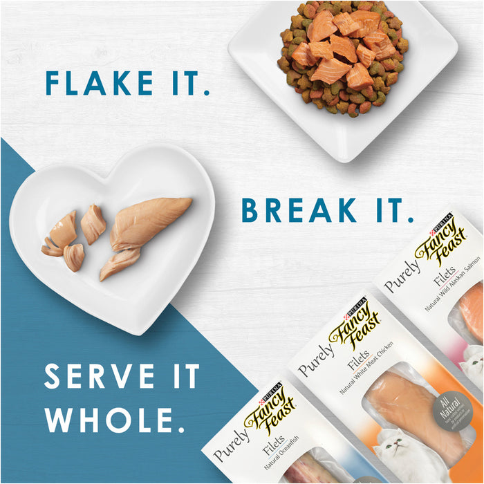 Fancy Feast Natural Grain-Free Purely Filets Natural Wild Alaskan Salmon Wet Cat Food Complement