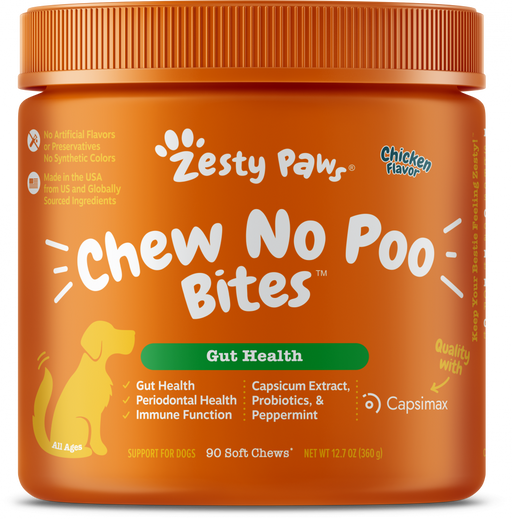 Zesty Paws Chew No Poo Bites Chicken Flavor for Dogs