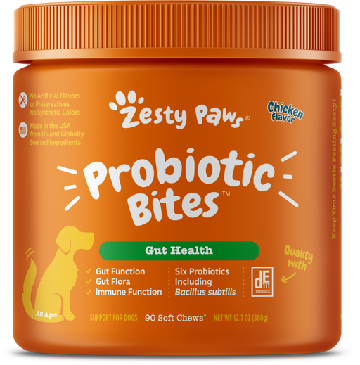 Zesty Paws Probiotic Bites Soft Chews Digestive Probiotics for Gut Flora & Immune Support Functional Chicken Flavor Dog Supplement