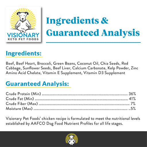 Visionary Pet Beef Recipe Freeze-Dried Medallions Low Carb Keto Dog Food