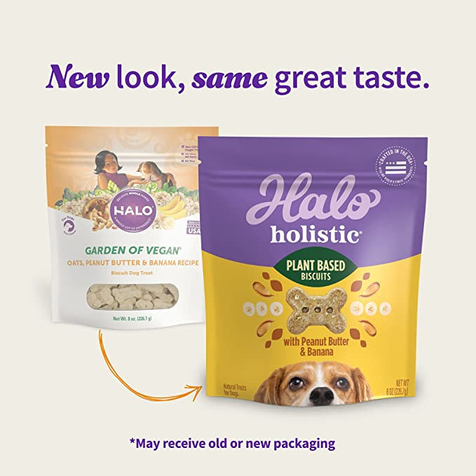Halo Plant-Based Dog Treats with Peanut Butter Banana Vegan Dog