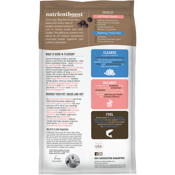 Solid Gold NutrientBoost Hund-N-Flocken with Chicken, Brown Rice & Pearled Barley Dry Dog Food