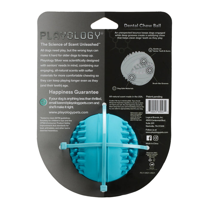 Playology Dental Chew Ball Peanut Butter Scented Dog Toy