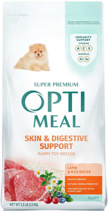 Optimeal Puppy Toy Breed Skin & Digestive Support Lamb & Rice Recipe Dry Dog Food