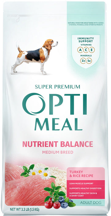 Optimeal Medium Breed Nutrient Balance Turkey & Rice Recipe Adult Dog Dry Food