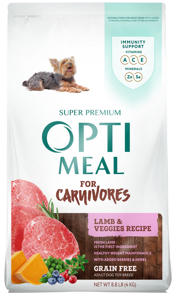 Optimeal for Carnivores Toy Breed Grain Free Weight Management Lamb & Veggies Recipe Adult Dog Dry Food