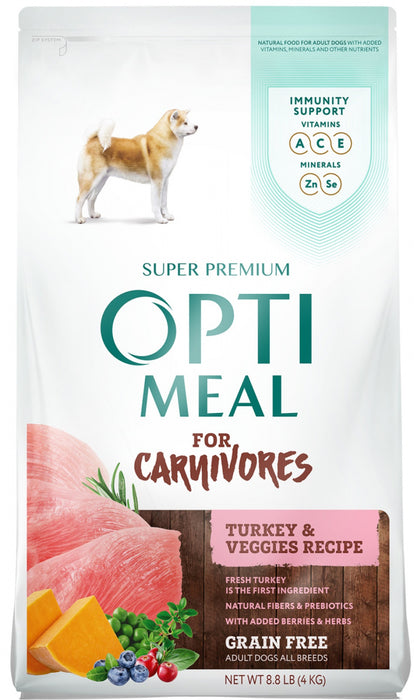 Optimeal for Carnivores Grain Free All Breeds Turkey & Veggies Recipe Adult Dog Dry Food