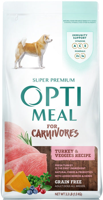 Optimeal for Carnivores Grain Free All Breeds Turkey & Veggies Recipe Adult Dog Dry Food