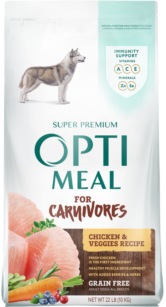 Optimeal for Carnivores Grain Free All Breeds Chicken & Veggies Recipe Adult Dog Dry Food