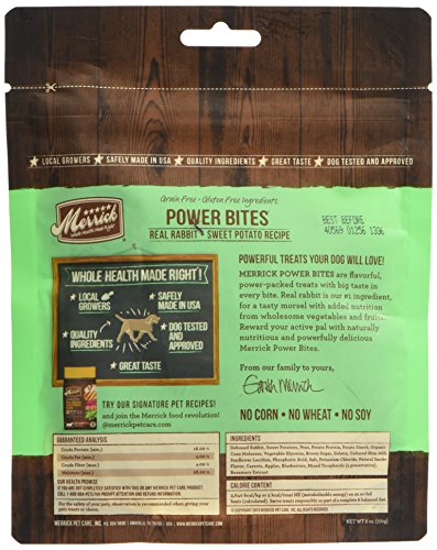 Merrick Power Bites Dog Treats, Real Rabbit and Sweet Potato Recipe,6oz. Bag,pack of 1