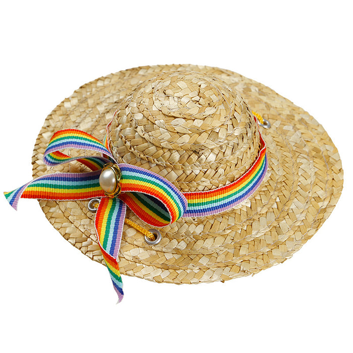 Straw hat pet shade for cats and dogs