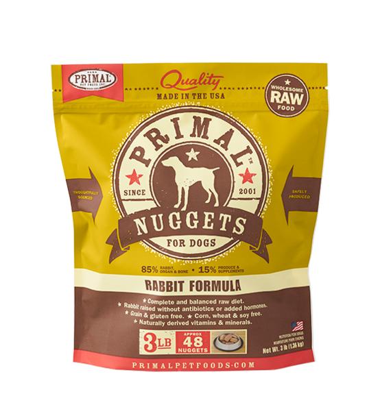 PRIMAL DOG RAW FROZEN RABBIT NUGGETS